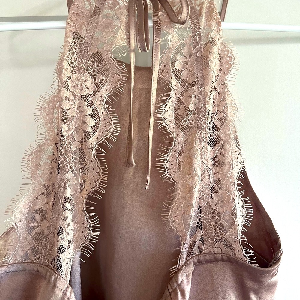 Abercrombie & Fitch Lace Bodysuit in Taupe